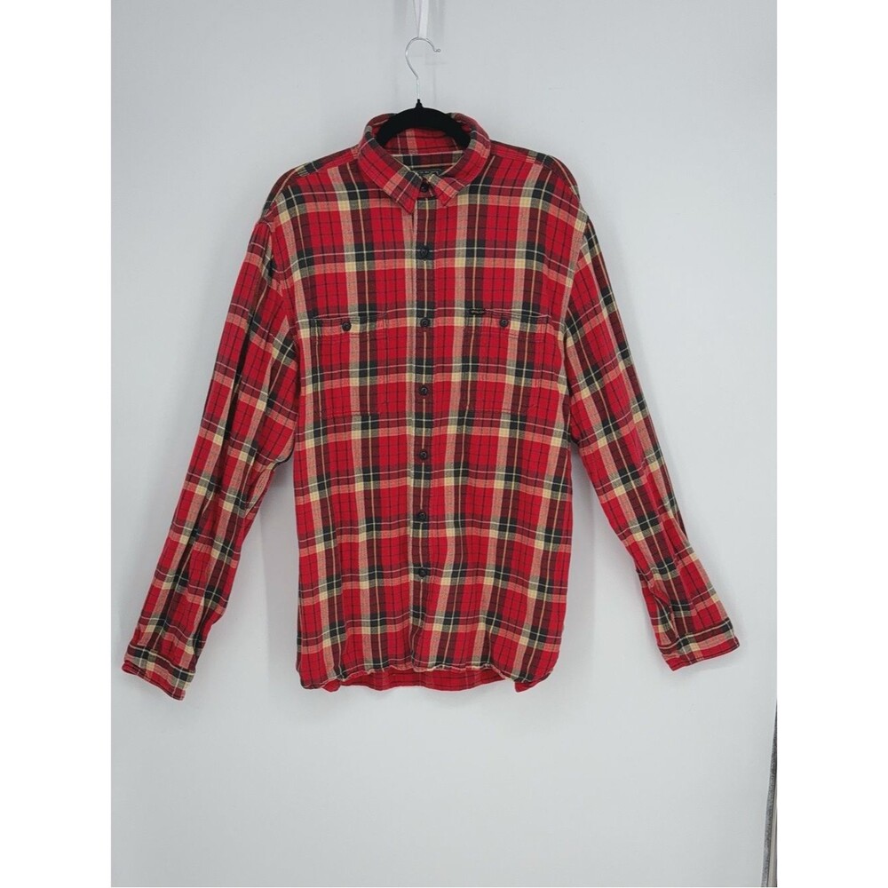 Vintage Polo Country Ralph Lauren Red Plaid Button Front Shirt Men Size XL